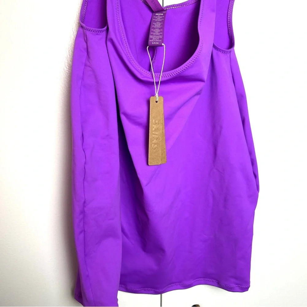 SKIMS Recycled Swim Cutout Tank Dress in Violet NWT